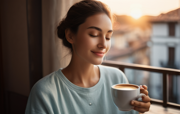 마인드풀니스 실천을 통해 얻는 인사이트 - **Mindful Morning Ritual**
    A serene image of an individual (gender-neutral, 20s-30s) fully cloth...